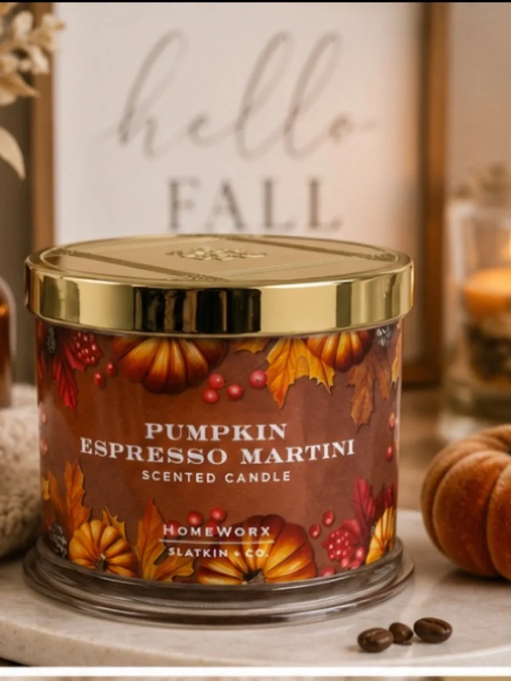 HomeWorx by Slatkin & Co. Pumpkin Espresso Martini Scented Candle autumn Fall